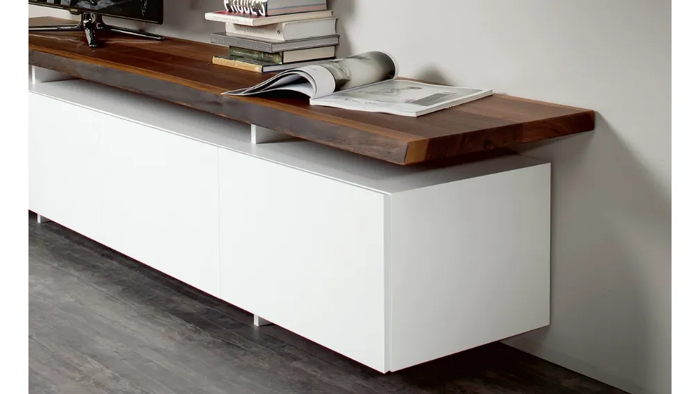 Mobile Porta Tv Seneca in laccato con top in legno di Cattelan Italia