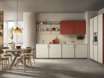 Cucina Moderna Jeometrica in decorativo Bianco Puro e Paprika di Scavolini